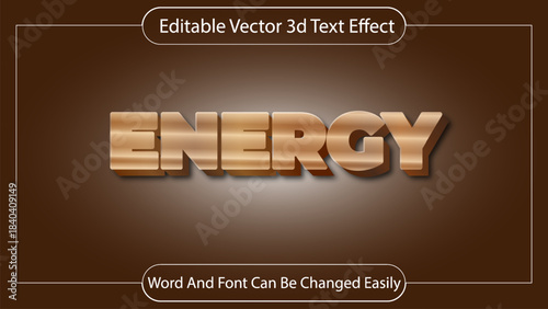 Energy 3d metallic text effect editable vector graphic design