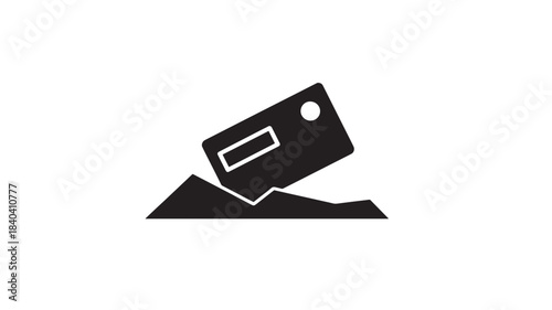 a simple black silhouette of a credit card partially submerged in a wave perfect for financial icons on transparent background silhouette high quality professional detailed modern