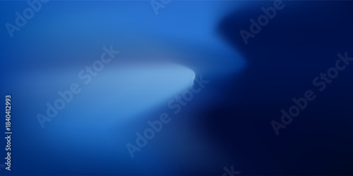 Abstract dark blue gradient background. Dark scene with curved waves of smoke or fog reflecting soft light, Black drop cool feeling of cold and cool underwater water.