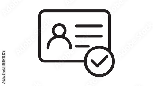 a simple black line icon depicting a user profile with a checkmark ideal for ui design on transparent background silhouette high quality professional detailed modern elegant
