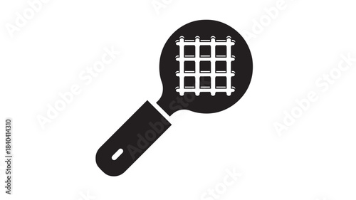 a simple black silhouette of a badminton racket with a detailed string pattern ideal for sports designs on transparent background high quality professional modern elegant stylish
