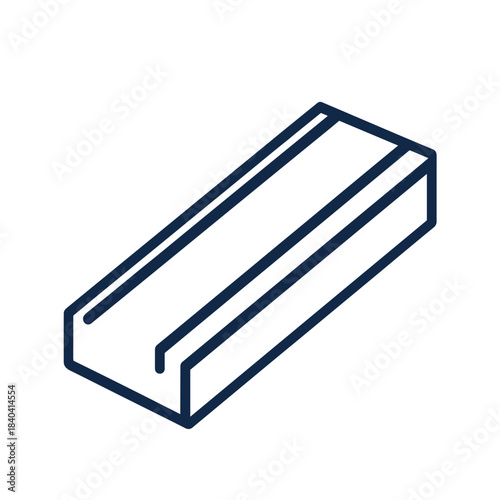 Isometric Rectangular Beam Shape-Based Outline Icon, Monochrome, Transparent