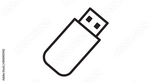 a simple black line drawing depicts a usb flash drive a common data storage device on transparent background silhouette high quality professional detailed modern elegant stylish