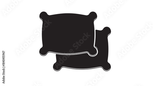 a simple depiction of two black pillows stacked on top of each other a minimalist design on transparent background silhouette high quality professional detailed modern elegant