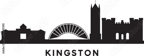 Kingston skyline silhouette with famous buildings landmarks and cityscape vector illustration