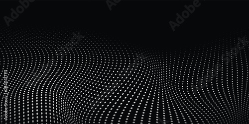 Abstract Vector wave lines pattern smooth curve flowing dynamic white light isolated on black background for concept of technology, digital