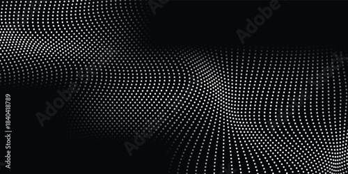 Abstract Vector wave lines pattern smooth curve flowing dynamic white light isolated on black background for concept of technology. vector ilustration.