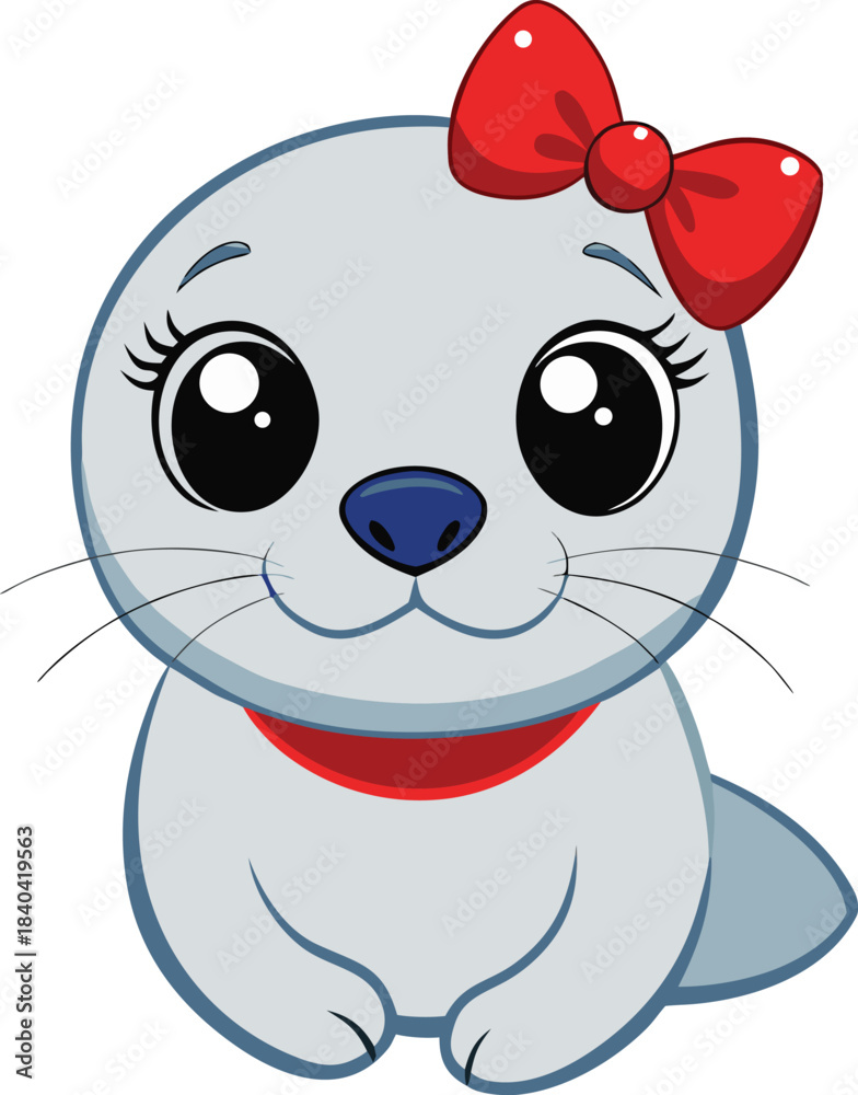 Fototapeta premium Cute baby seal character illustration in a playful pose