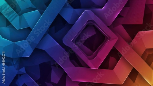 Fototapeta Naklejka Na Ścianę i Meble -  Abstract 3d geometric tunnel background with vibrant blue and magenta gradient lighting