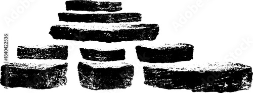 Black and white stencil of monolithic ramp structure illustration for architectural design