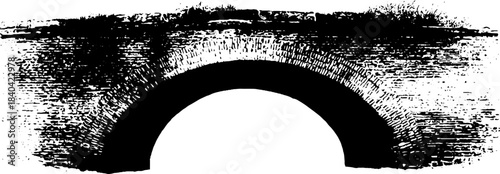 Vintage subway tunnel arch: black and white stencil illustration for urban design