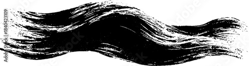 Dynamic black and white flowing wave stencil design for urban art