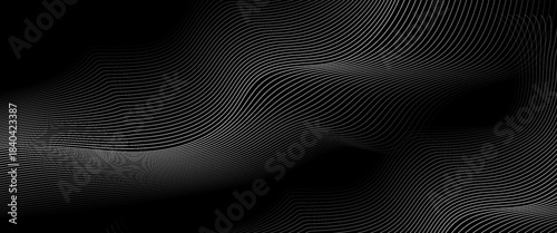 3D Vector wave lines pattern smooth curve flowing dynamic white light isolated on black background for concept of technology, digital. vector illustration