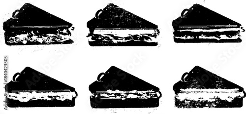 Black and white stencil art of premium sandwich tray for culinary design