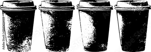 Black and white stencil illustration of premium sauce cups for kitchen decor and design