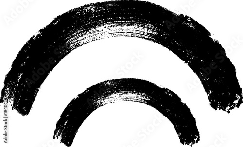 Black and white refined symmetrical stencil illustration with brushstroke texture for art and design