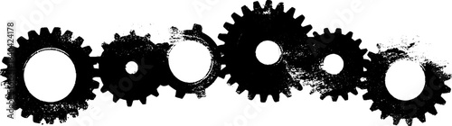 Industrial gear silhouette with grunge stencil effect for mechanical design