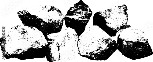 Black and white river rocks stencil art for urban decor and design