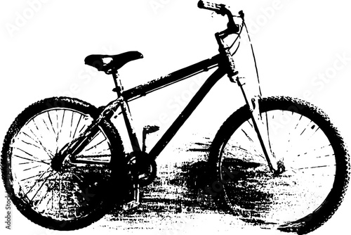 Black and white stencil illustration of bicycle with urban grunge style for artistic designs
