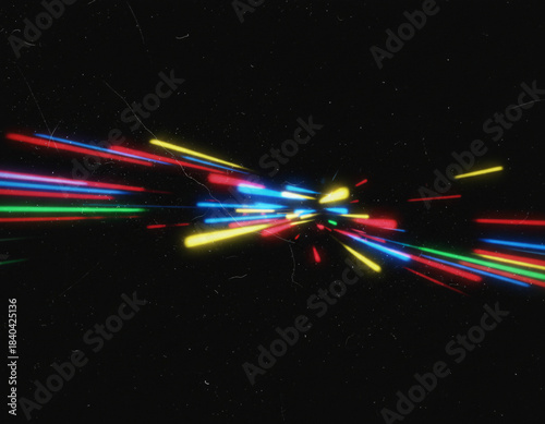 Abstract Neon Light Trails with Motion Blur and Light Leak Effects