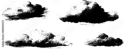 Monochrome cloud arrangements: black and white stencil design for posters and prints