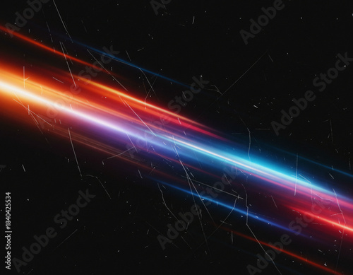 Abstract Neon Light Trails with Motion Blur and Light Leak Effects