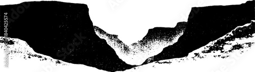 Monochrome stencil of smooth eroded canyon for artistic projects
