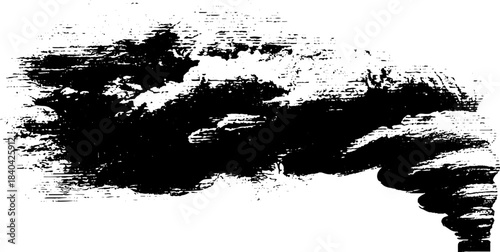 Black and white spiraling smoke trail stencil illustration for urban art design