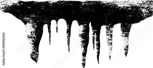 Monochrome stalactite rock drip stencil art for urban design projects