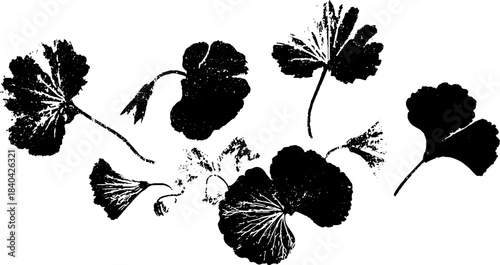 Black and white floral folk art stencil for creative design projects