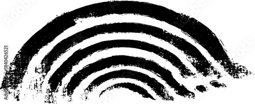 Black and white swirling ink arcs stencil illustration for urban art design