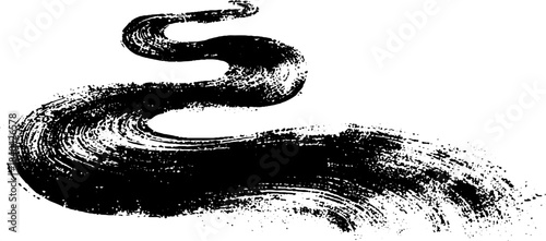 Black and white swirling meltwater stencil illustration design for urban art