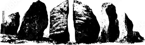 Bold black and white stencil of textured stone fragment for urban design