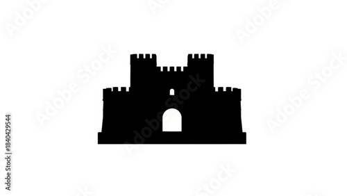 Castle Silhouette: A stylized silhouette of a castle, the architectural landmark stands as a bold emblem of strength, history, and enduring heritage. 