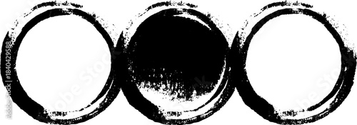 Black and white esoteric stencil illustration of three concentric circles for mystical designs