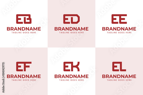 Letters EB ED EE EF EK EL Monogram Logo Set, for any brand with BE DE E FE KE LE initials
