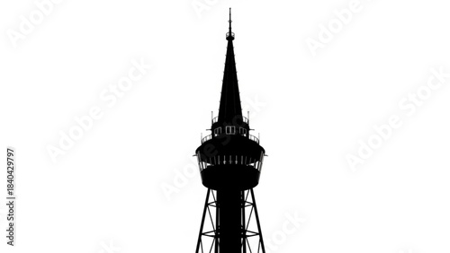 Silhouette of Iconic Landmark: A striking silhouette captures the intricate details of a well-known tower against a stark , highlighting its architectural details.