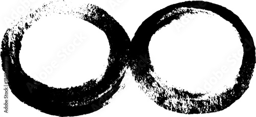 Black and white stencil illustration of interlocking circles for modern design and art projects