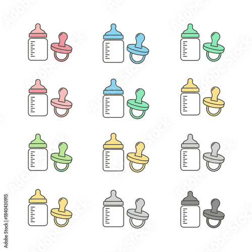 Recycling Bin Icon Set – Colorful Waste Sorting Trash Vector Collection