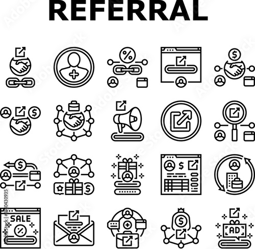 affiliate referral program icons set vector