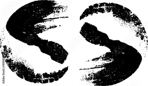 Black and white spiral stencil illustration with mirrored design for artistic creations