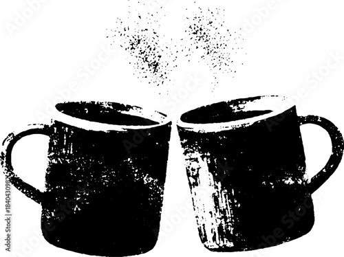 Celebration with clinking mugs stencil design for party or greeting cards