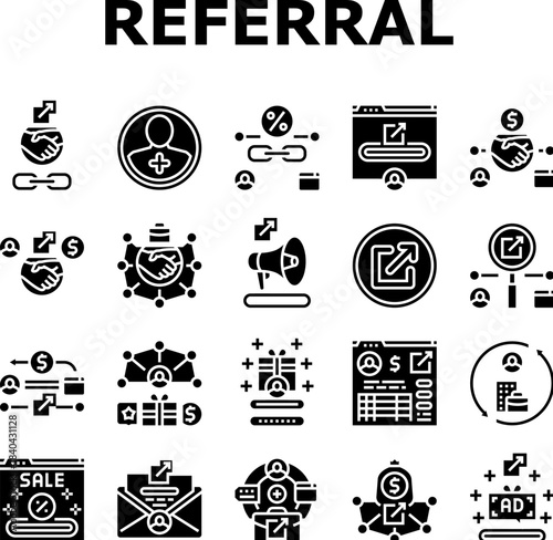 affiliate referral program icons set vector