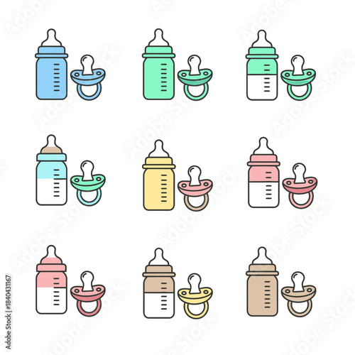 Recycling Bin Icon Set – Colorful Waste Sorting Trash Vector Collection