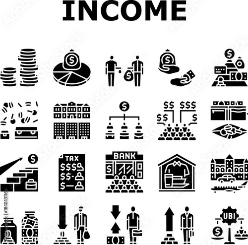 income distribution wealth icons set vector