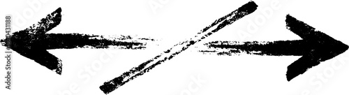 Grunge stencil illustration of two parallel arrows with rough texture