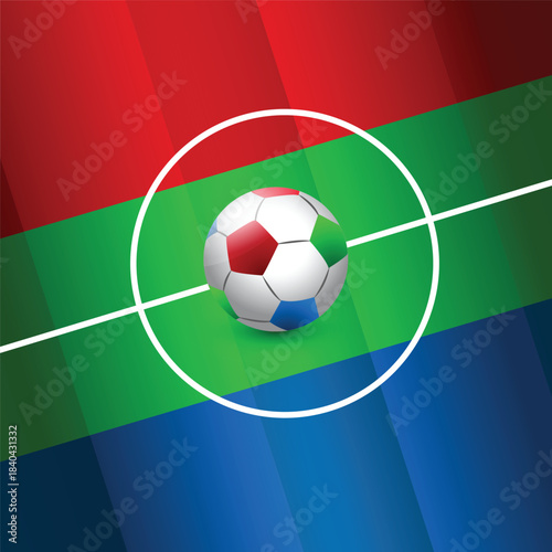 Football league tournament poster vector illustration, Ball with football in a field with world cup USA colors, America, canada and mexico. Design template for sale banner