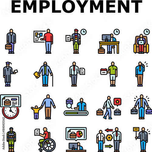 employment status freelance icons set vector