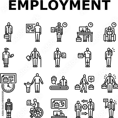 employment status freelance icons set vector