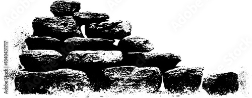 Vintage stone wall stencil art for urban design and grunge decor